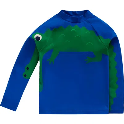 Mini Boden Kids' Appliqué Long Sleeve Rashguard In Blue