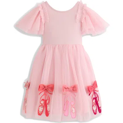 Mini Boden Kids' Appliqué Tulle & Cotton Knit Dress In Multi