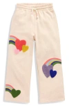 Mini Boden Kids' Appliqué Wide Leg Sweatpants In Neutral