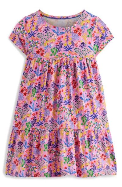 Mini Boden Kids' Ariel Print Twirly Cotton Jersey Dress In Pink