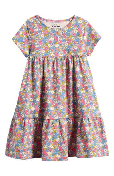 Mini Boden Kids' Ariel Tiered Cotton Jersey T-shirt Dress In Multi