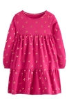 Mini Boden Kids' Ariel Twirly Cherry Foil Print Long Sleeve Cotton Jersey Dress In Pink