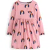 Mini Boden Kids' Ariel Twirly Long Sleeve Cotton Jersey Dress In Pink