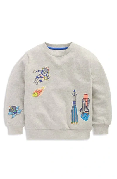 Mini Boden Kids' Badge Appliqué Sweatshirt In Gray