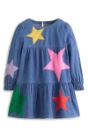 Mini Boden Kids' Betsy Tiered Cotton Dress In Mid Vintage Stars