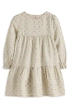Mini Boden Betsy Tiered Twirly Dressoatmeal/gold Spot Girls Boden In Neutral