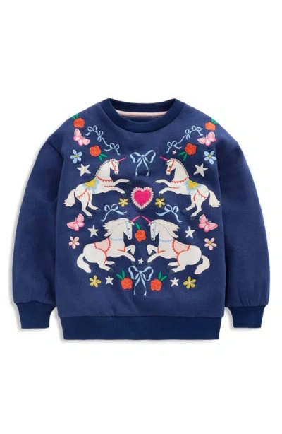 Mini Boden Kids' Bobbie Appliqué Cotton Sweatshirt In Blue