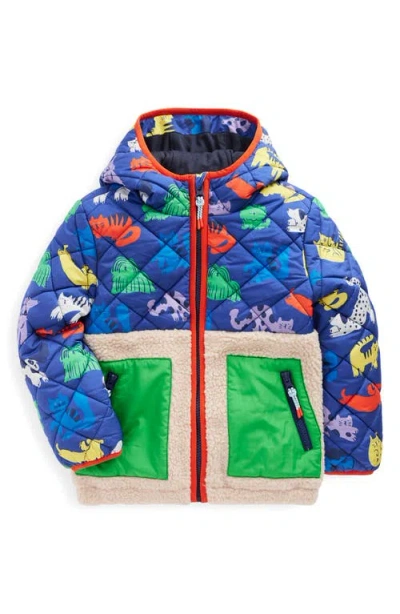 Mini Boden Kids' Borg Fleece & Quilted Hooded Jacket In Rainbow Pets