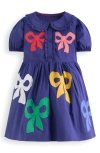 Mini Boden Kids' Bow Appliqué Cotton Shirtdress In Blue