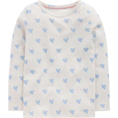 Mini Boden Kids' Bow Print Pointelle T-shirt In White