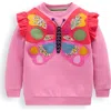 Mini Boden Kids' Butterfly Appliqué Graphic Sweatshirt In Pink