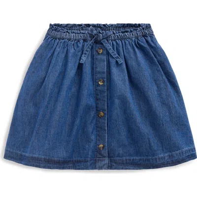 Mini Boden Kids' Button Front Chambray Skirt In Blue