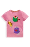 Mini Boden Kids' Cats Appliqué Shirt In Pink