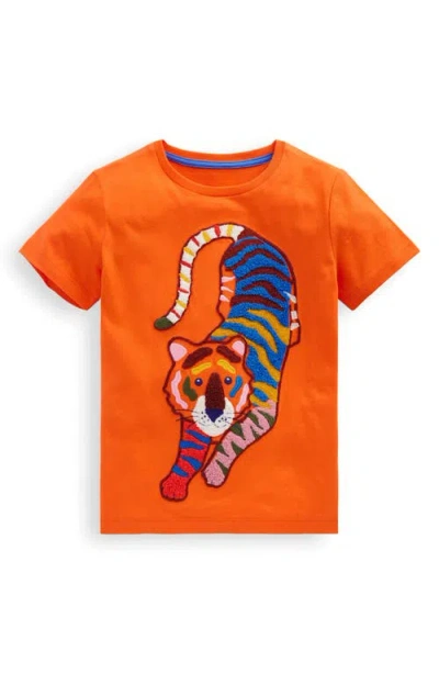 Mini Boden Kids' Chain Stitch Cotton T-shirt In Orange