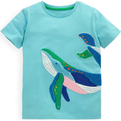 Mini Boden Kids' Chain Stitch Whale Bouclé T-shirt In Caribbean Blue Whale