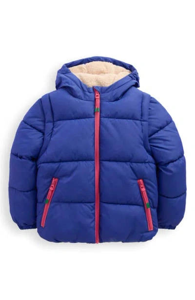 Mini Boden Kids' Channel Quilted Hooded Puffer Jacket In Blue