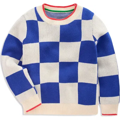 Mini Boden Kids' Check Cotton Sweater In Blue