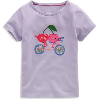 Mini Boden Kids' Cherry Appliqué Cotton Graphic T-shirt In Misty Lavendar Cherries