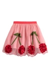 Mini Boden Kids' Cherry Appliqué Tulle Skirt In Pink