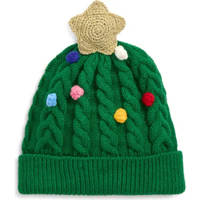 Mini Boden Kids' Christmas Tree Beanie In Green