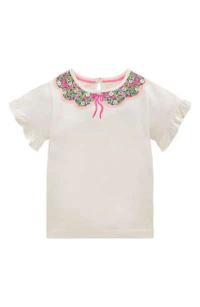 Mini Boden Kids' Collar Frill Sleeve T-shirt In Neutral