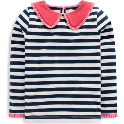 Mini Boden Kids' Collared Breton Jersey Top In Black