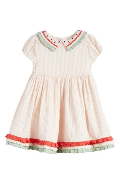 Mini Boden Kids' Collared Cotton Gauze Dress In Ballet Pink/ Ivory Stripe