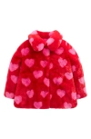 Mini Boden Kids' Collared Faux Fur Coat In Red