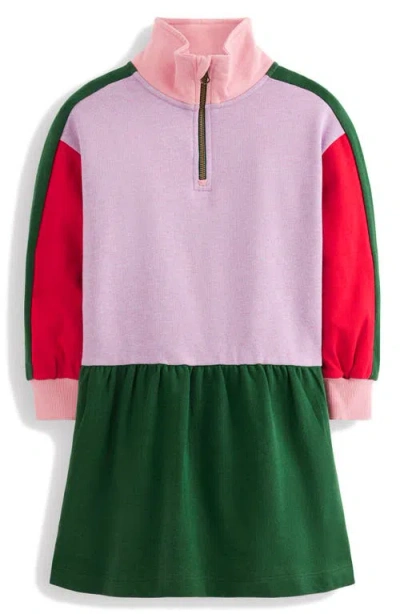 Mini Boden Kids' Colorblock Half Zip Sweatshirt Dress In Multi