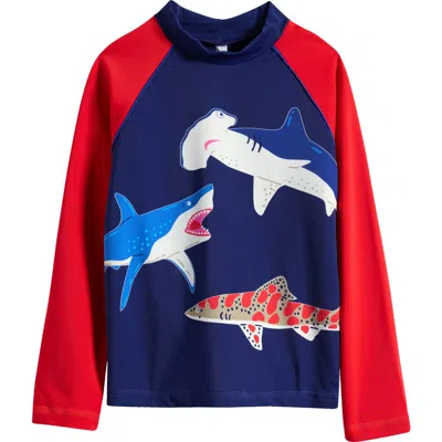Mini Boden Kids' Colorblock Long Sleeve Rashguard In Blue