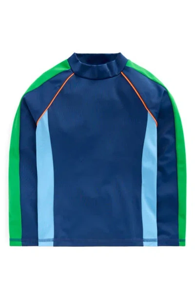 Mini Boden Kids' Colorblock Long Sleeve Rashguard In Blue