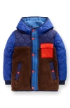 Mini Boden Kids' Colorblock Mixed Media Hooded Jacket In Multi