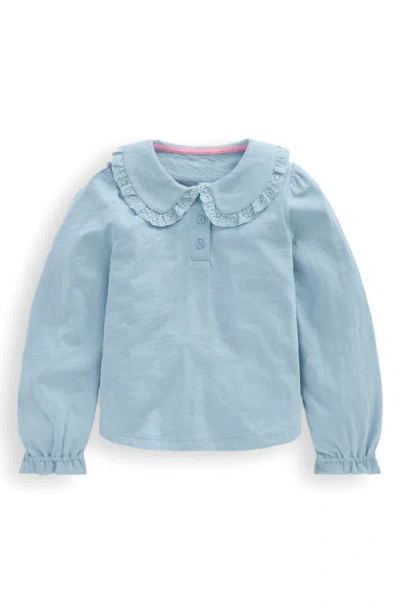 Mini Boden Kids' Cotton Peter Pan Collar Polo In Blue