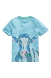 MINI BODEN KIDS' COW EMBROIDERED COTTON T-SHIRT