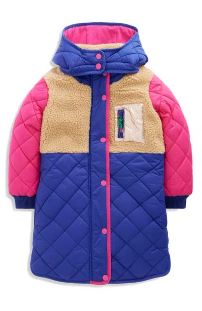 Mini Boden Kids' Cozy Longline Coat In Multi