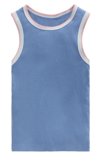 Mini Boden Kids' Crochet Trim Ribbed Tank In Brown