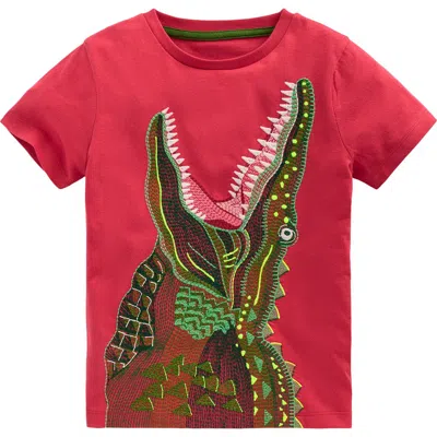 Mini Boden Kids' Crocodile Superstitch Cotton T-shirt In Red