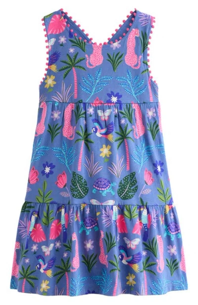Mini Boden Kids' Cross Back Cotton Jersey Dress In Blue