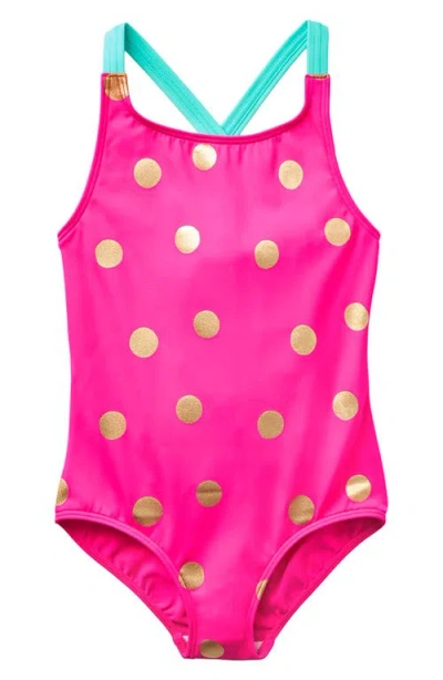 Mini Boden Kids' Cross Back One-piece Swimsuit In Pink