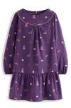 Mini Boden Kids' Curved Yoke Long Sleeve Cotton Jersey Dress In Purple