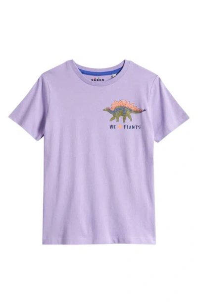 Mini Boden Kids' Dino Graphic T-shirt In Misty Lavender