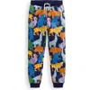 Mini Boden Kids' Dino Print Cotton Joggers In Blue