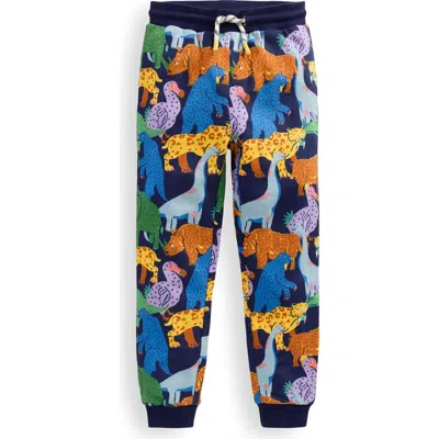 Mini Boden Kids' Dino Print Cotton Joggers In Blue