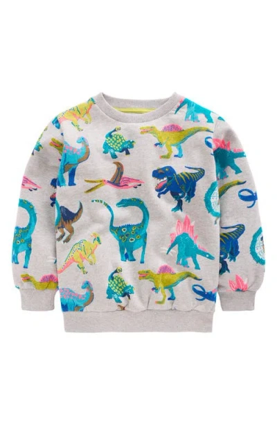 Mini Boden Kids' Dino Print Cotton Sweatshirt In Gray