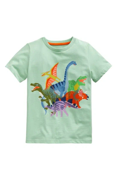 Mini Boden Kids' Riso Printed T-shirt Pistachio Green Dinos Boys Boden