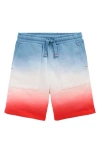 Mini Boden Kids' Dip Dye Cotton Jersey Shorts In Glacier Blue And Orange