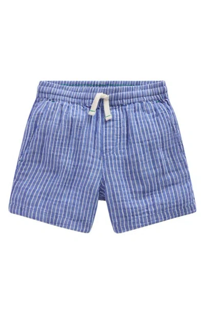 Mini Boden Kids' Double Cloth Cotton Shorts In Blue
