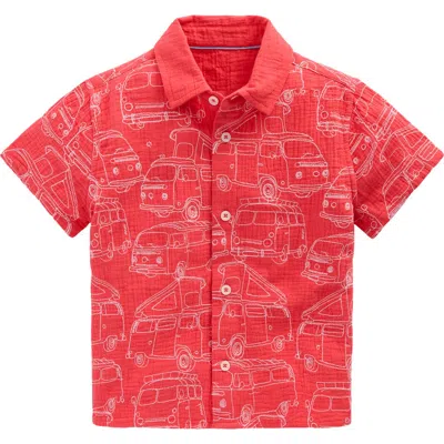 Mini Boden Kids' Double Cloth Shirt In Red