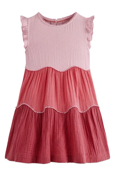 Mini Boden Kids' Double Cotton Gauze Tiered Dress In Multi