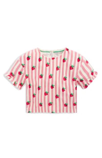 Mini Boden Kids' Dropped Shoulder Cotton Terry Cloth T-shirt In Pink